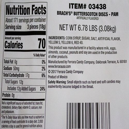 Brach Butterscotch Hard Candy 7 lb Bag Bulk Candy